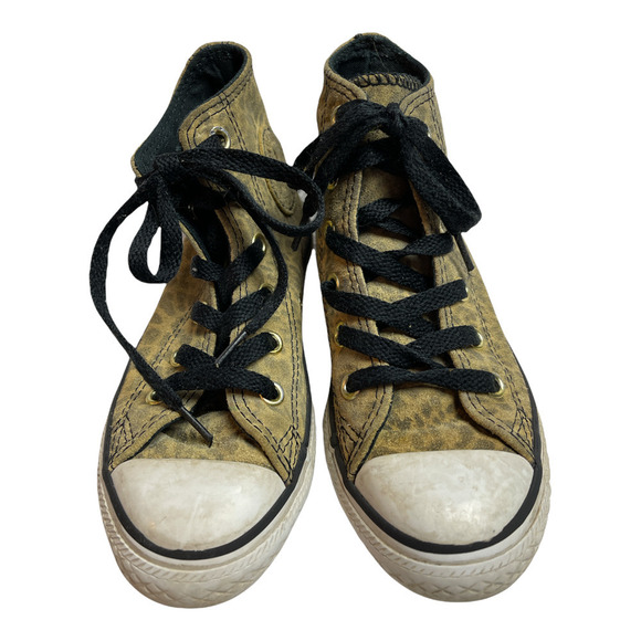 Converse Tan Leopard Print Suede High Top Sneakers Youth Size 11 - Picture 2 of 10